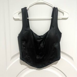 Crop faux leather top